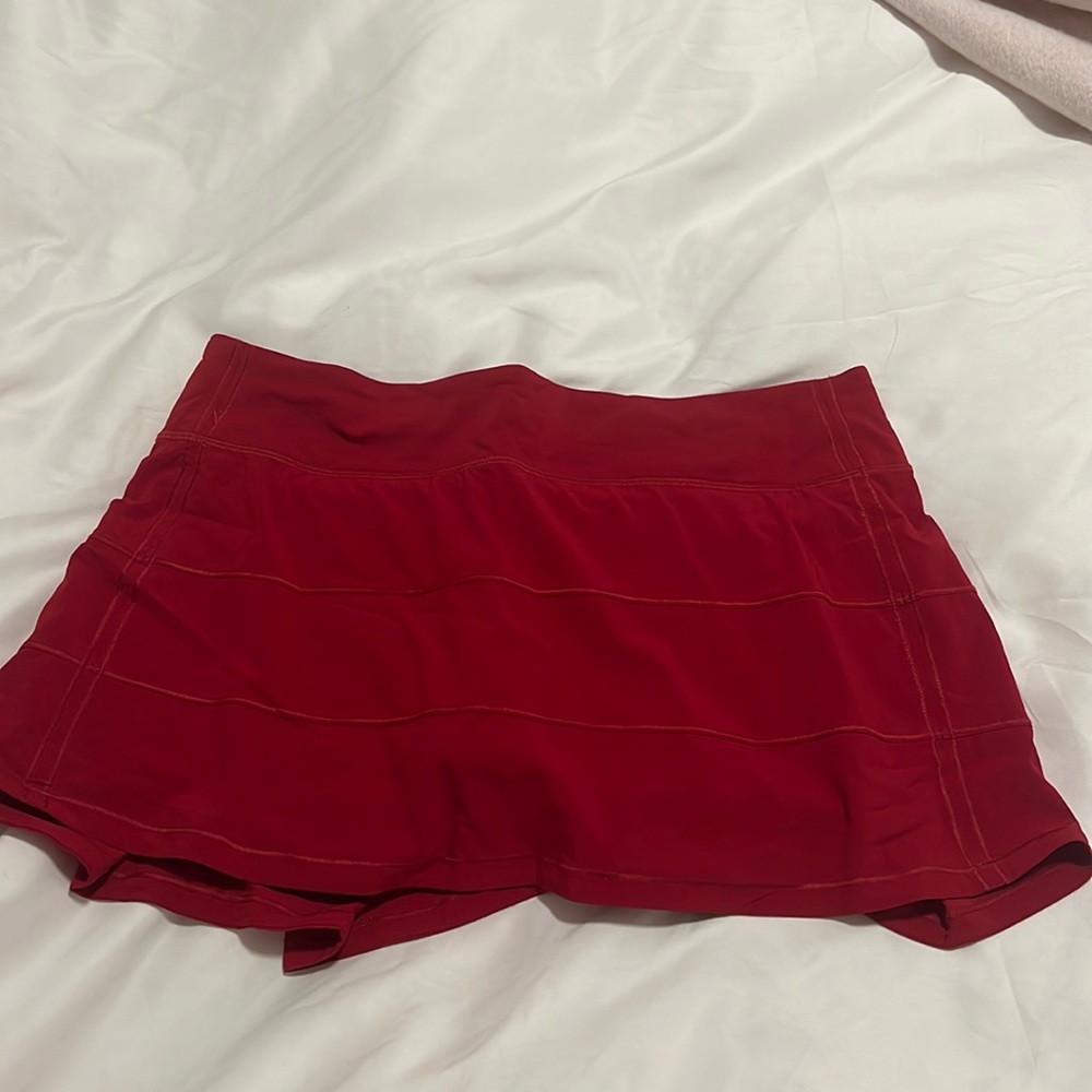 Barely worn red Lululemon pace rival skirt